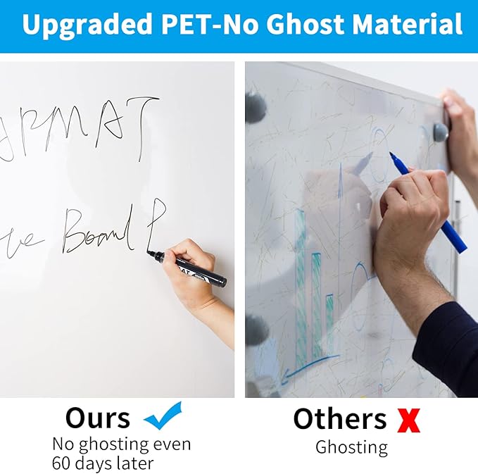 AFMAT Whiteboard Sticker, 17.3" x 78" Dry Erase Contact Paper, Stain-Proof & Super Sticky, No Ghost After 60 Days, Peel and Stick White Board Wallpaper for Home/Office/Classroom, 1 Marker