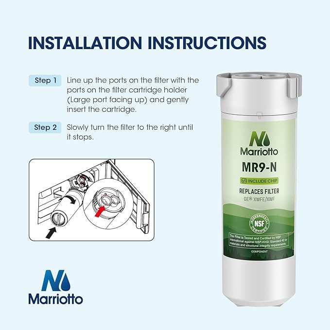 MARRIOTTO Water Filter Compatible with XWFE (Built-in CHIP), Replacement for GE XWFE, XWF Refrigerator Water Filter Pack of 1