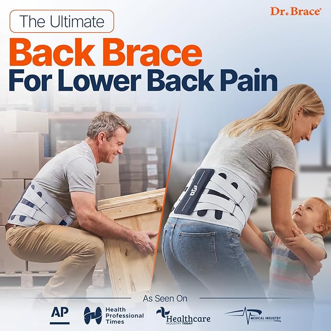 DR. BRACE® Lower Back Brace for Men & Women for Lower Back Pain Relief, Revolutionary Versatile Splints System & Removable Lumbar Pad, Adjustable & Breathable Back Support Brace (35.4-41.3″)