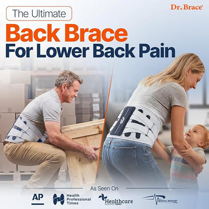 DR. BRACE® Lower Back Brace for Men & Women for Lower Back Pain Relief, Revolutionary Versatile Splints System & Removable Lumbar Pad, Adjustable & Breathable Back Support Brace (35.4-41.3″)