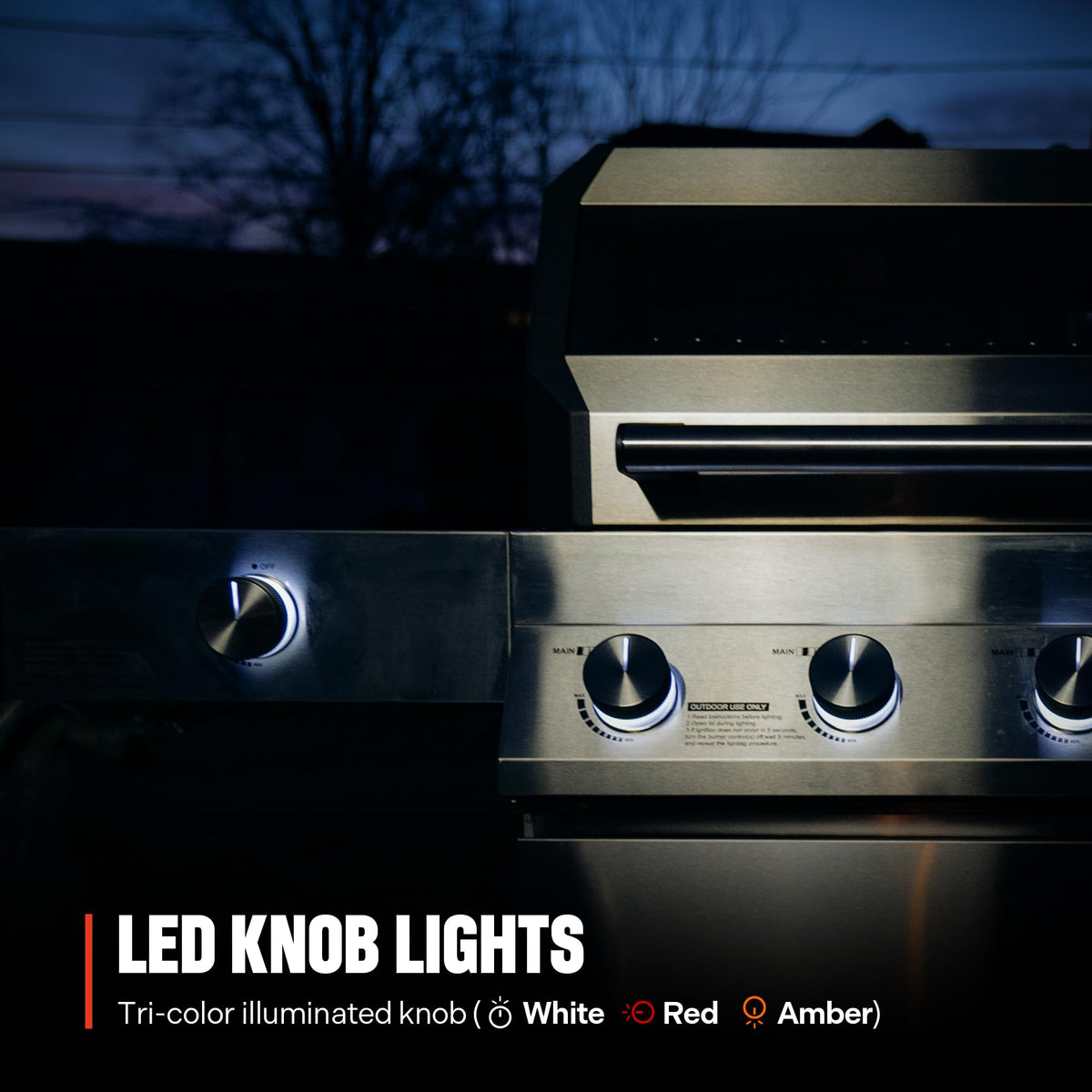 4+1 Liquid Propane Gas Smart BBQ Grill, 4 Burners & 1 Side Burner, Denali 405 Stainless Steel with Smart technology, Knob Controls, Outdoor Use