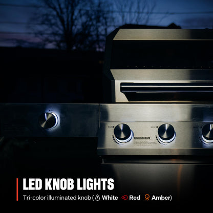 4+1 Liquid Propane Gas Smart BBQ Grill, 4 Burners & 1 Side Burner, Denali 405 Stainless Steel with Smart technology, Knob Controls, Outdoor Use