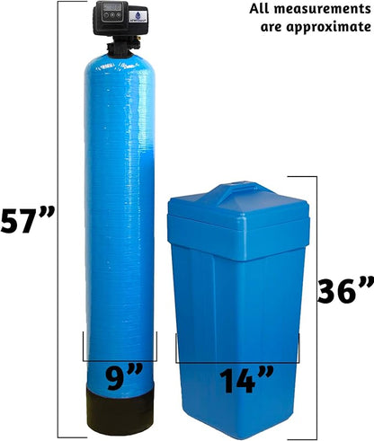 AFWFilters 1 Cubic Foot (32k) Whole Home Water Softener with Durable 10% Crosslink Resin, 3/4" Plastic MNPT Connection, and Blue Tanks
