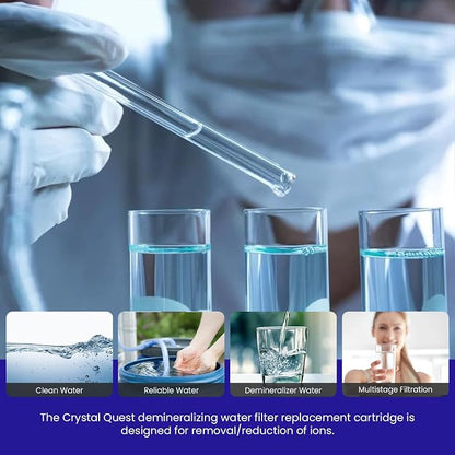 Crystal Quest Demineralizer Filter Cartridge - 4-5/8" x 9-3/4" - Heavy-Duty, Ideal for Lab, Research and Medical Applications for Ultra Pure Water Needs