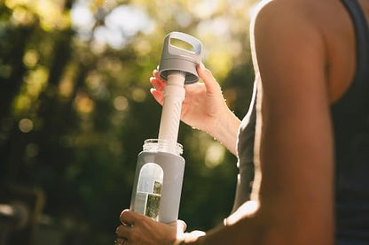 LifeStraw Go — Glass Water Filter Bottle Made from Hand-Blown Glass with Silicone Sleeve for Hydration at Home or on-the-go, 20 oz, Icelandic Blue