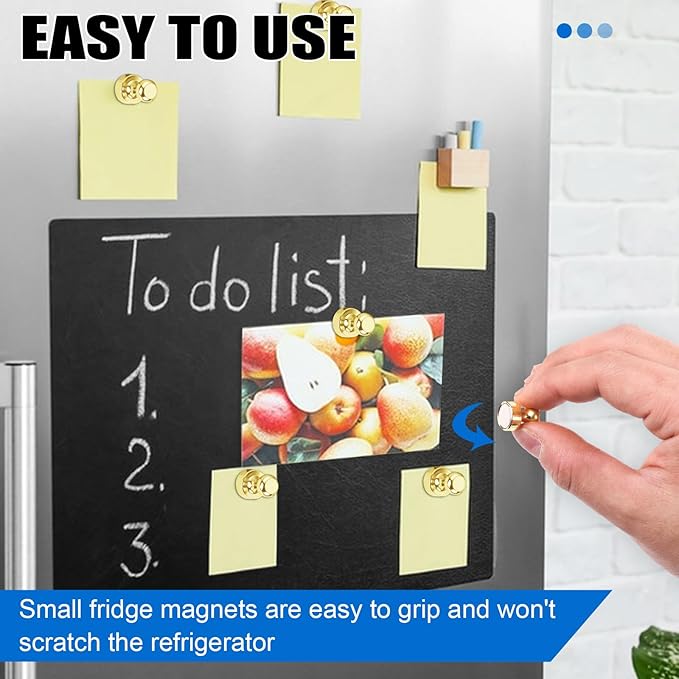 LOVIMAG Fridge Magnets 16Pcs Refrigerator Whiteboard Small Strong Magnet Classroom Kitchen Accessories Decorative Locker Set Decor Must Haves Office Calendar Refrigerador Magnetic Cute Crafts Gold