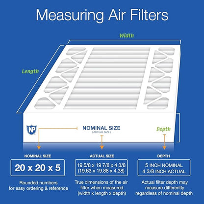 Nordic Pure 20x20x5 (Actual Size: 19 5/8 x 19 7/8 x 4 3/8) Honeywell/Lennox Replacement MERV 14 Air Filters 2 Pack
