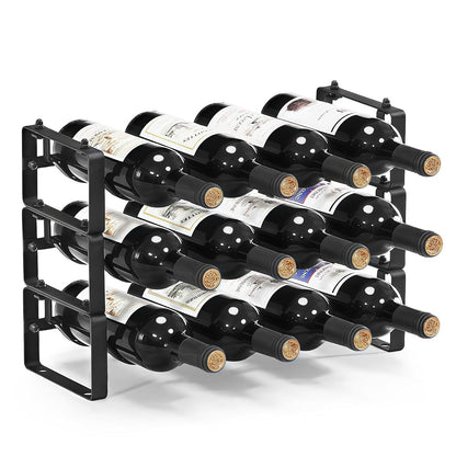 Stackable Countertop Wine Rack, 12 Wine Bottles Holder for Inside Cabinet