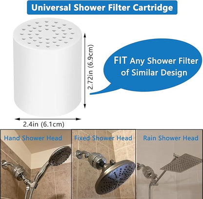 25 Stage Shower Filter Replacement Cartridge, 1 Pack Universal Cartridges for Hard Water – Removes Chlorine, Heavy Metals, Iron & Sediments, Fit Any Similar Design Shower Water Filter