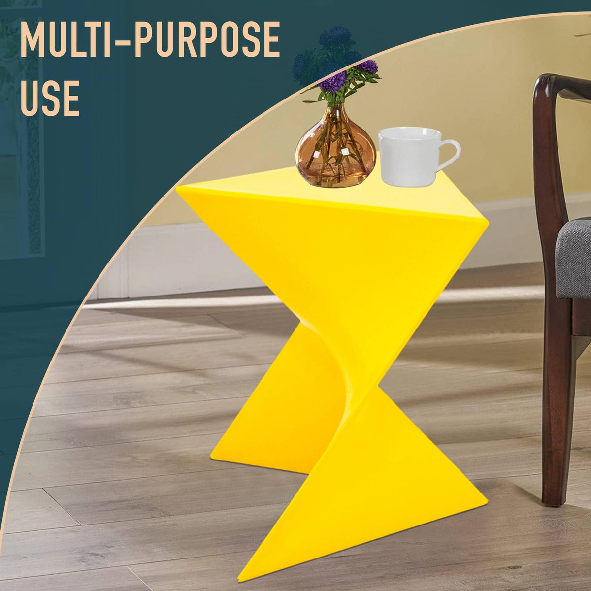 Modern Accent End Table - Stylish Yellow Side Vanity Table for Living Room & Bedroom