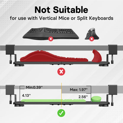KMT01-PJ Under Desk Keyboard Tray, Pull-Out Keyboard & Mouse Platform with C-Clamp, 20 x 11.8 in Space-Saving Ergonomic Slide-Out Drawer, Black Carbon Fiber