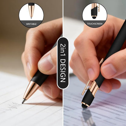 ENOMY Personalized Notebook & 10 PC Pens Set A5 Notebook with Ribbon Bookmark PU Leather Custom Notebook Cover for College Graduation Birthday Business Gifts, Black