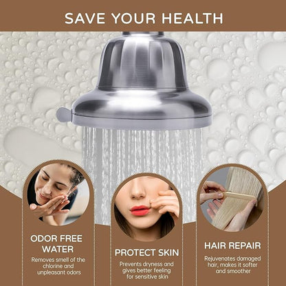 Filtered Shower Head,Shower Head Filter for Hard Water - Detachable Showerhead for Hard Water Harmful Substances Improves Skin & Hair - Nickel