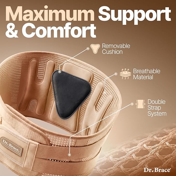 DR. BRACE® Lower Back Brace for Men & Women for Lower Back Pain Relief, Revolutionary Versatile Splints System & Removable Lumbar Pad, Adjustable & Breathable Back Support Brace (47.2-53.1″)