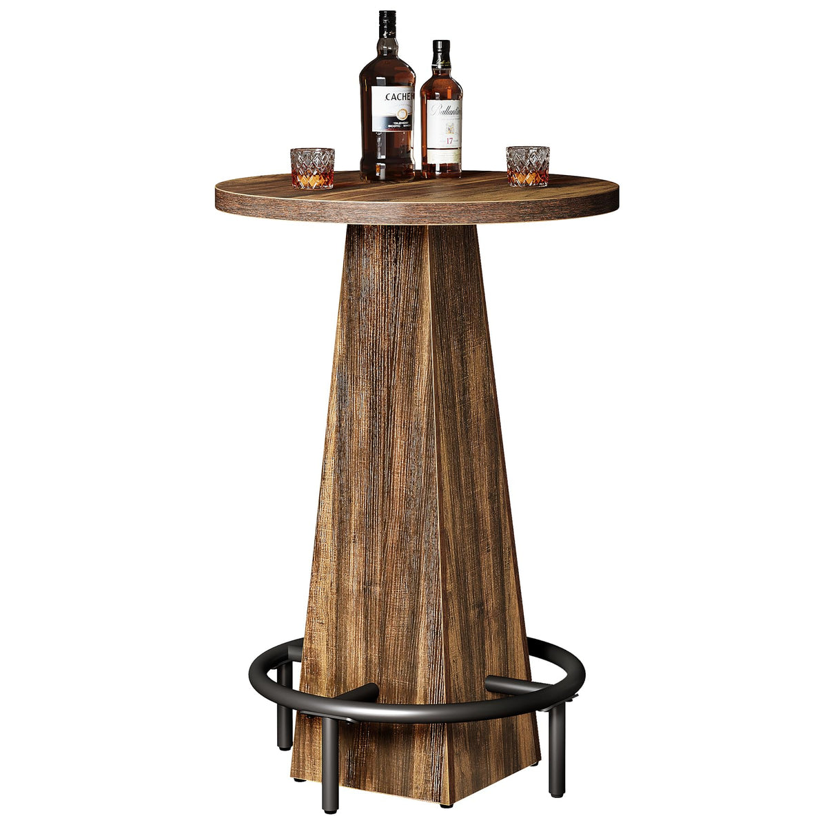 Bar Table, 37.4" High Round Pub Table for Small Bars, Dining Room, Kitchen, Rustic Brown (Only Table)