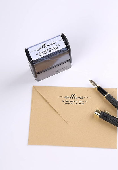 LOMENTICSCustom Self Inking Return Address Stamp, Make Return Addressing Easy - Up to 18 Designs - 15 Color Choices