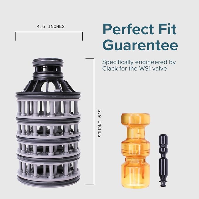Clack WS1 Interior Repair Kit Bundle - Genuine OEM Parts Including Spacer Stack (CV3005), Downflow Piston (V3011), and Regeneration Piston (V3174) for WS1 Water Softener