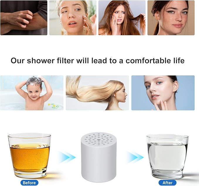 4 Pack Shower Filter Replacement Cartridge, 20 Stage Shower Filter Head for Hard Water, Universally Compatible With Any Similar Design, High Output Hard Water Filter Replacement Cartridge
