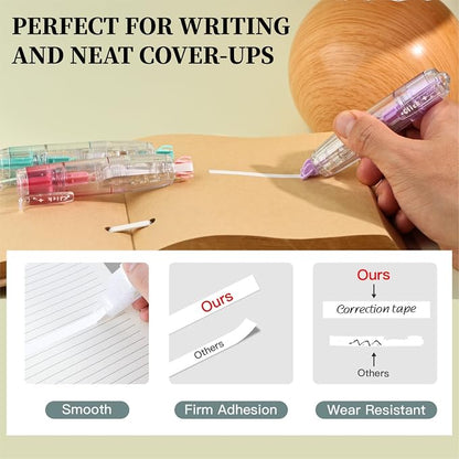 Refillable Correction Tape, 157 ft Total – 2 Pre-Filled Dispensers + 6 Snap-In Refills, School & Office Supplies, Purple+Green