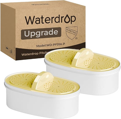 [Original] Waterdrop PF01A-P Upgrade NSF 53 & 42 & 372 Certified Filter | Replacement for Waterdrop Pitcher and Dispenser, Reduces Lead, PFAS, PFOA/PFOS, Chlorine, Cadmium, Copper, Mercury, 2 Pack