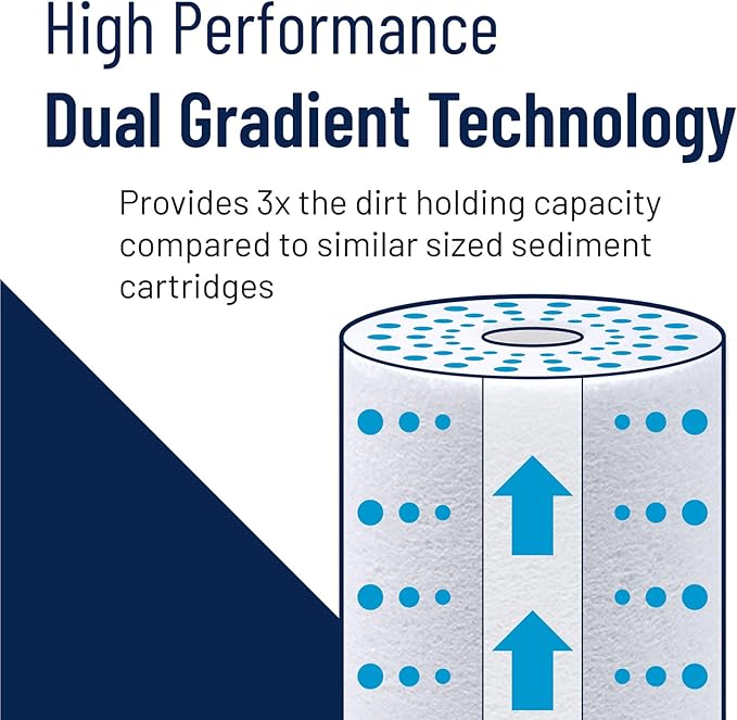 Pentair Pentek DGD-7525-20 Big Blue Water Filter, 20-Inch Whole House Sediment Filter Cartridge Replacement, Dual-Gradient Density Spun Polypropylene, 20" x 4.5", 25 Micron, Pack of 2, White