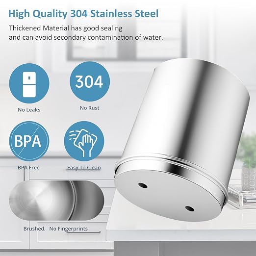 2.25G Ultra-Filtration Gravity Water Filter System，304 Stainless Steel Countertop System with 2 Filters & Metal Faucet，NSF/ANSI 42 Certification，Reduce 99% Chlorine