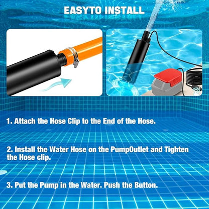 M18 Battery Water Pump, Cordless Submersible Utility Pump, High Flow Water Transfer Pump for Milwauke M-18 Battery, Ideal for Pool, Hot Tub, Tank Draining, Outdoor Camping & Household Water Removal