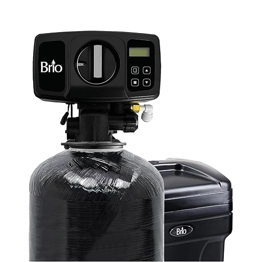 Brio WSFS9510 Whole House Water Softener System, 2-3 Bathrooms, 32,000 Grains, 7-8 GPM, 9" x 48" Resin Tank, High-Efficiency Valve Head, Fully Compatible w/Existing Water Filtration System