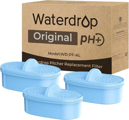 [Original] Waterdrop PF-AL Alkaline Water Filter for Waterdrop Pitchers | Replacement for Waterdrop Pitcher and Dispenser Systems, Improves Coffee Taste, Lasts Up to 300 Gallons, 3 Pack