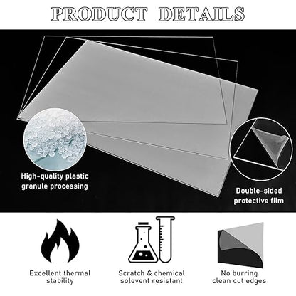 Roowest 2 Pcs 24 x 48 Inch, 1/2 Inch Thick Clear Acrylic Sheets Plastic Panels Sheets Cut to Size Cast Acrylic Board Panel with Protective Film for Craft DIY Projects Display Sign Frame