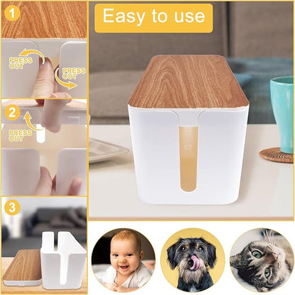 YUANYE Cable Management Box Cable Management Kit for Power Strip to Hide Wires,Cord Organizer Boxes,Safe ABS Material Wire Organizer of Cable Clips Sleeve for Home & Office,2Pack-123PCS/White
