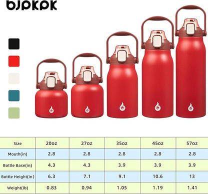 BJPKPK Insulated Water Bottles with Straw, 35 oz Stainless Steel Metal Water Bottle with One-handed Opening Lid, BPA Free Sport Jugs, Flasks for Men & Women, Red