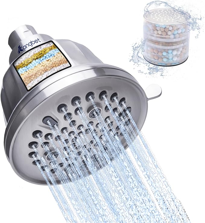 Filtered Shower Head,Shower Head Filter for Hard Water - Detachable Showerhead for Hard Water Harmful Substances Improves Skin & Hair - Nickel