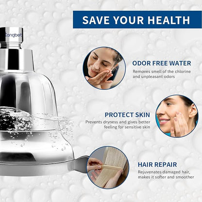 Filtered Shower Head for Healthier Hair & Skin – Removes Chlorine & Heavy Metals,Shower Head Filter for Hard Water Protect Colored Hair, And Soothe Dry Skin (Chrome)
