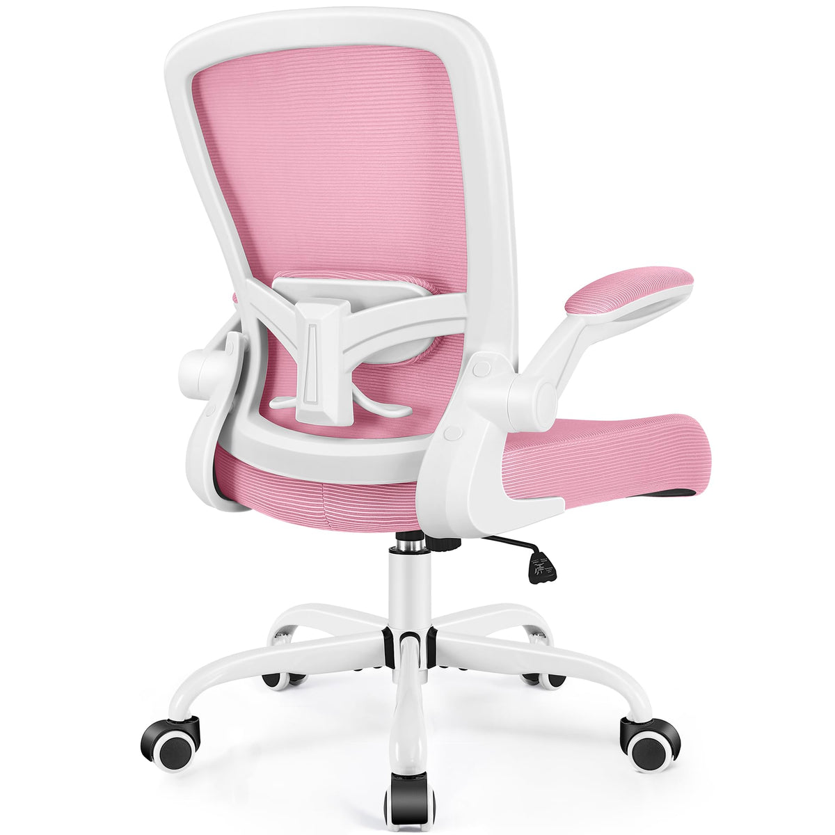 Office Chair, Ergonomic Desk Chair Breathable Mesh Chairs Adjustable High Back Lumbar Support Flip-up Armrests, Executive Rolling Swivel Comfy Computer Chairs Home Office Pink