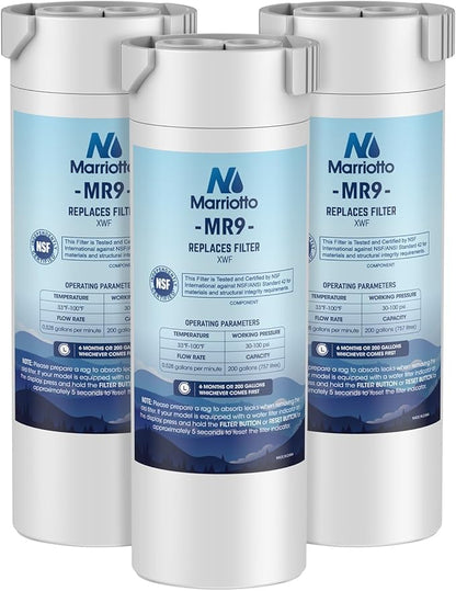 MARRIOTTO XWF Water Filter Replacement for GE XWF Refrigerator Water Filter, 3 Pack (Not XWFE)