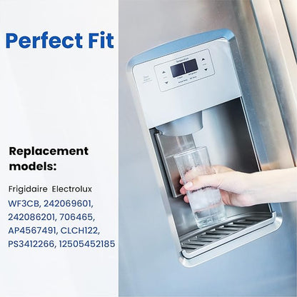 WF3CB Water Filter Replacement, HP006 Compatible with Frigidaire WF3CB, Pure Source 3, WF425, 706465, 242069601, 242086201, 242017800, Height 9 inches, 4 Count