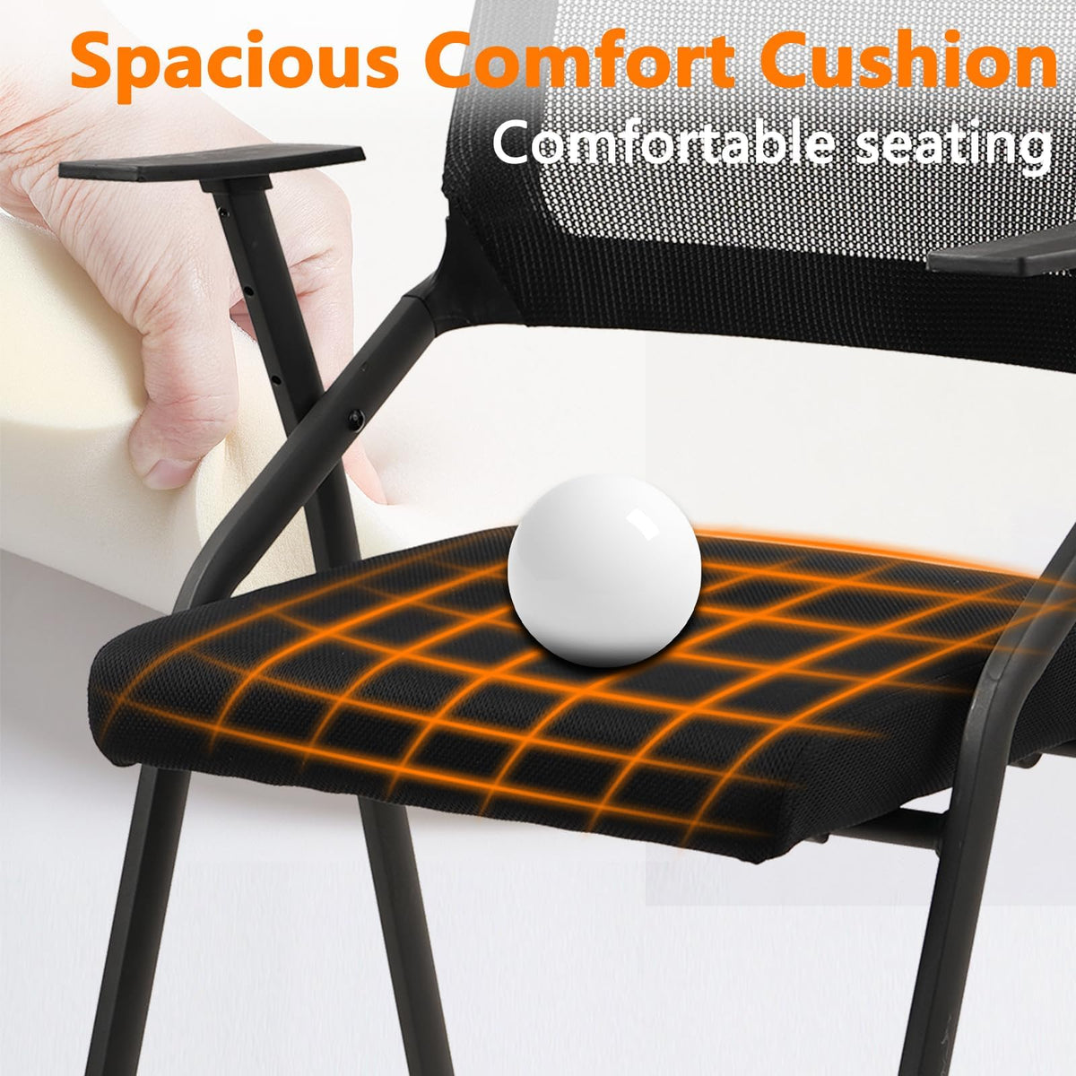Black (10pk), Stackable & Foldable Office Chairs with Ergonomic Lumbar Support and Thickened Seat Cushion, Folding Mesh Fabric Reception Guest Chair for School Church Lobby Conference Room,