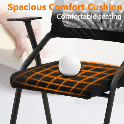 Black (10pk), Stackable & Foldable Office Chairs with Ergonomic Lumbar Support and Thickened Seat Cushion, Folding Mesh Fabric Reception Guest Chair for School Church Lobby Conference Room,