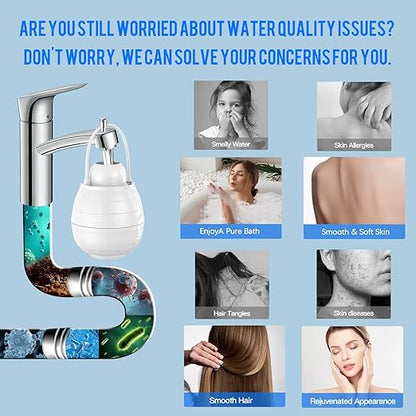 Bath Water Filter for Tub Fauce,10-Stage Bathtub Filter with Vitamin C.Eliminates Chlorine,Impurities,Softens Hard Water for Skin & Hair Care,BPA-Free+pH Balance,3000Gal Capacity (Porcelain White)
