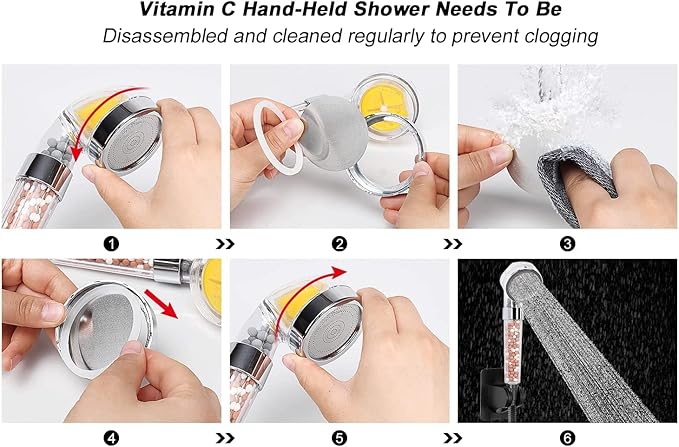 HarJue Filter Shower Head, High Pressure 8 Inch Rainfull with Filter Combo for Hard Water, Remove Chlorine Fluoride and Harmful Substances- 1 Replaceable Filter Cartridge (Round, Matte Black)