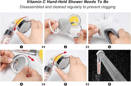 HarJue Filter Shower Head, High Pressure 8 Inch Rainfull with Filter Combo for Hard Water, Remove Chlorine Fluoride and Harmful Substances- 1 Replaceable Filter Cartridge (Round, Matte Black)