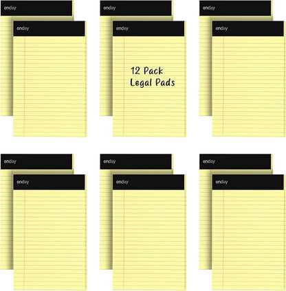 Emraw Jr. Legal pad, Small Note Pads Legal Ruled Writing Pad. Perforated Edge. 5" X 8" Canary Yellow, Universal, 50 sheets per Pad (Pack of 12)