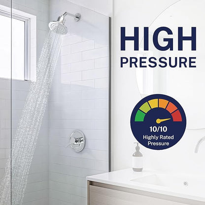 Gillian™ by HammerHead High Pressure Shower Head with Filter – Genuine KDF-55 Filtered Shower Head for Hard Water, Healthier Skin & Hair – Metal 6-Inch Rainfall Showerhead with Filters, Chrome