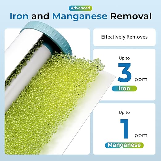 iSpring 3-Stage Whole House Water Filter System, Reduces Iron, Manganese, Hydrogen Sulfide, Heavy Metals, Chlorine, Sediments, 10” x 4.5” Filters, 1” Inlet/Outlet, Model: WGB31B-MKS