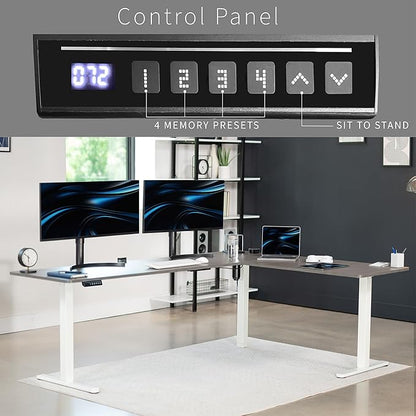 VIVO Electric Corner 84 x 63 inch L-Shaped Standing Desk (Gray, 84x63inch)