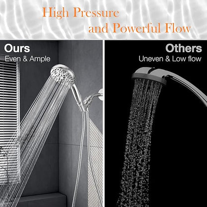 Shower Head with Handheld High Pressure-Full Body Coverage Powerful Rain Showerhead Extra 60" Long Hose and Adjustable Brass Joint Holder- The Perfect Detachable Heads for Bathroom Upgrade