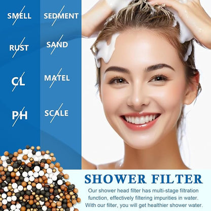 Multi-Stage Shower Filter Replacement Compatible with SR SUN RISE Shower Handheld, High Pressure 9 Spray, Hard Water High Efficiency Filter,4 Pack