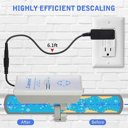 Electronic Water Descaler, Zuomeng Whole House Descaler with High Efficiency in Dissolving Scale for 1000-3000 sq ft Homes, 1” Pipes, Water Softener Alternative, No Chemicals, Salt or Filters
