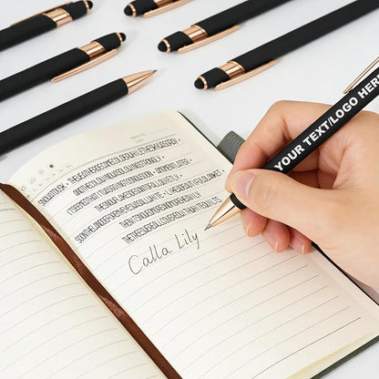 ENOMY Personalized Notebook & 10 PC Pens Set Custom Notebook 200 Pages A5 Leather Journal for Men Women Hardcover Notebooks for Office College Graduation New Year Gifts, Black